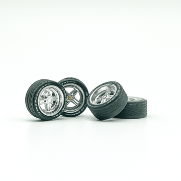 10mm Chrome Cross Spokes JDM with Rubber Tires Wheels