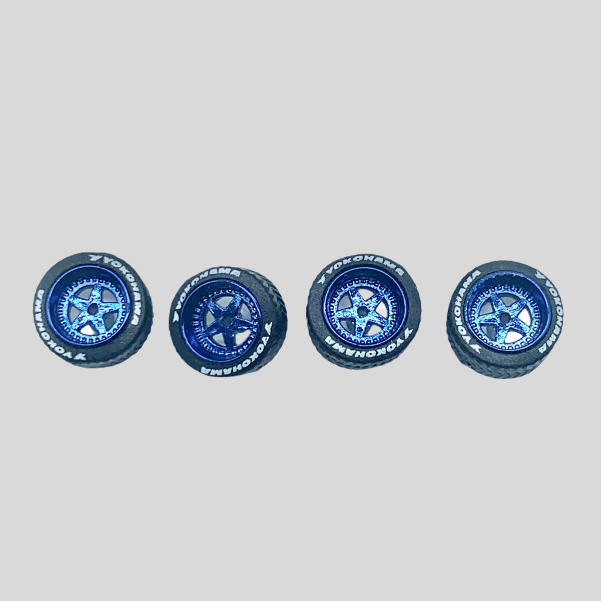 Model J -Metallic Blue 5 Spokes “Porsche” Style Lettered Wheels