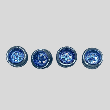 Model J -Metallic Blue 5 Spokes “Porsche” Style Lettered Wheels