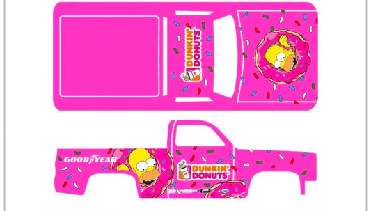 Dunkin Simpsons White Toner Waterslide Decal For 1:64 Scale.