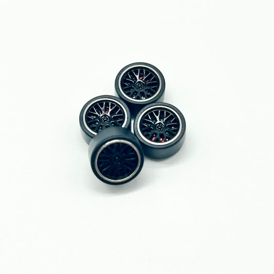 11mm Black/Chrome BBS Style Alloy Bearing Wheels - Spinners