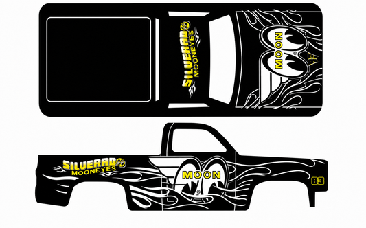 Mooneyes Flames White Toner Waterslide Decal for 1:64 Scale.