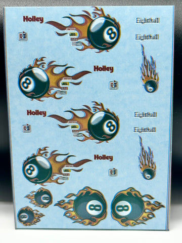 Holey “Eight Ball” White Toner Waterslide Decal For 1:64 Scale