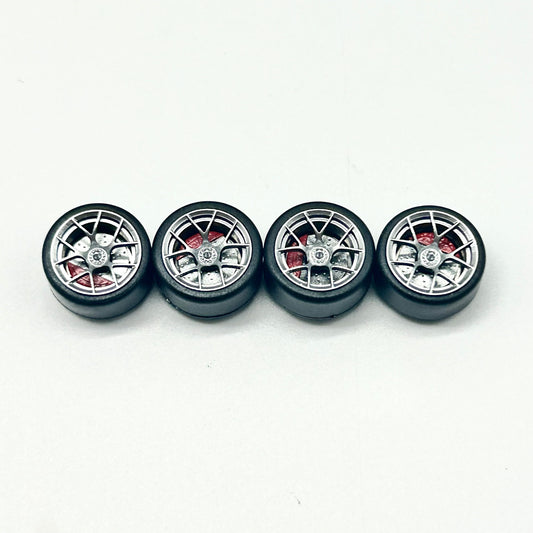 11mm Chrome/Red GT3 Bearing Wheels. (Spinner)