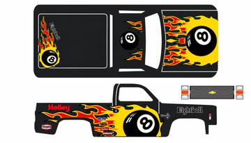 Holey “Eight Ball” White Toner Waterslide Decal For 1:64 Scale