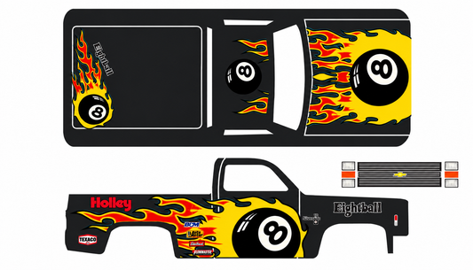 Holey “Eight Ball” White Toner Waterslide Decal For 1:64 Scale