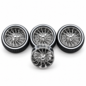 *Limited: 1/24 Scale Reverse 30 Lowrider Specialty Wire Wheels With Whitewall Tires.