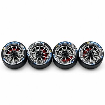 11mm 9 Spoke Chrome & Red Bearing Wheels. (Spinner)