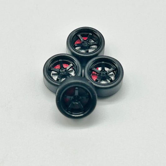 11mm Black w Red Caliper 5 Spokes Bearing Wheels. (Spinner)