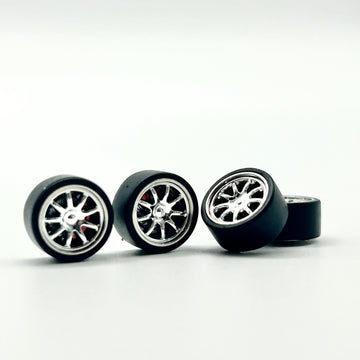 11mm Chrome/Red 10 Spoke Alloy Bearing Wheels - Spinners