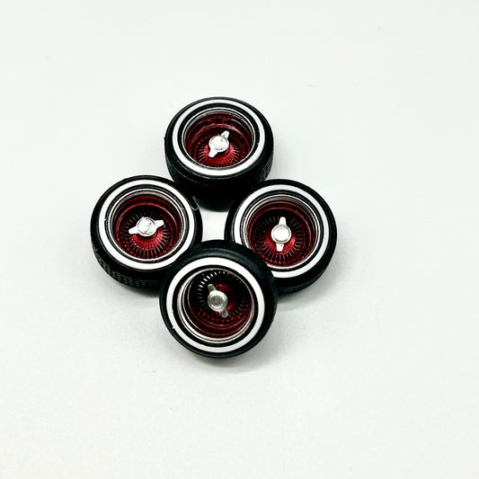 🔥13mm Limited Edition Red/Chrome 100 Spoke Reverse Wire Specialty Wheels