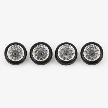 Set of four chrome Rucci-style low-profile miniature wheels