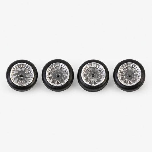 Set of four chrome Rucci-style low-profile miniature wheels