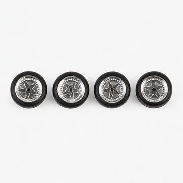 Set of four chrome Porsche-style low-profile miniature wheels