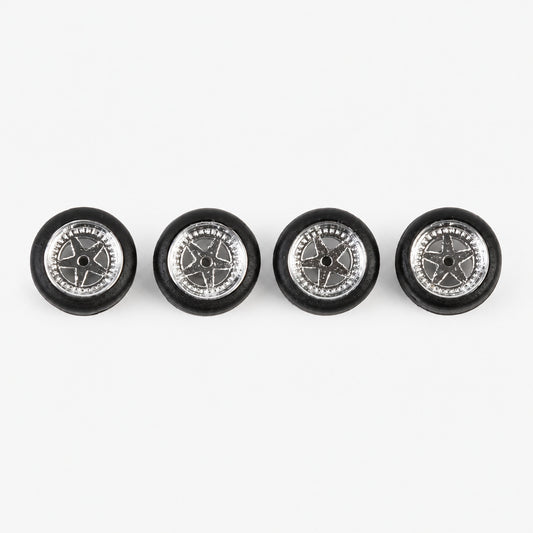 Set of four chrome Porsche-style low-profile miniature wheels