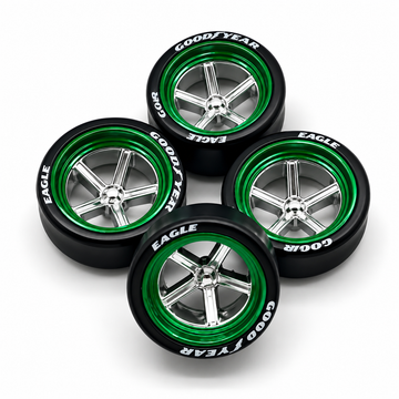 11mm Green & Chrome IROC Specialty 3D Wheels