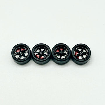 11mm Black w Red Caliper 5 Spokes Bearing Wheels. (Spinner)