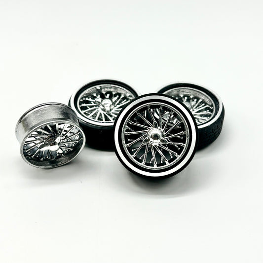 *Limited: 1/24 Scale Reverse 30 Lowrider Specialty Wire Wheels With Whitewall Tires.