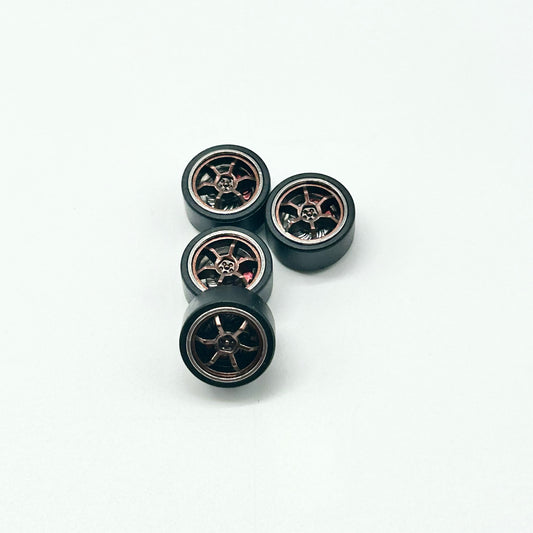 11mm Bronze/Red TE37 Rep. Alloy Bearing Wheels - Spinners