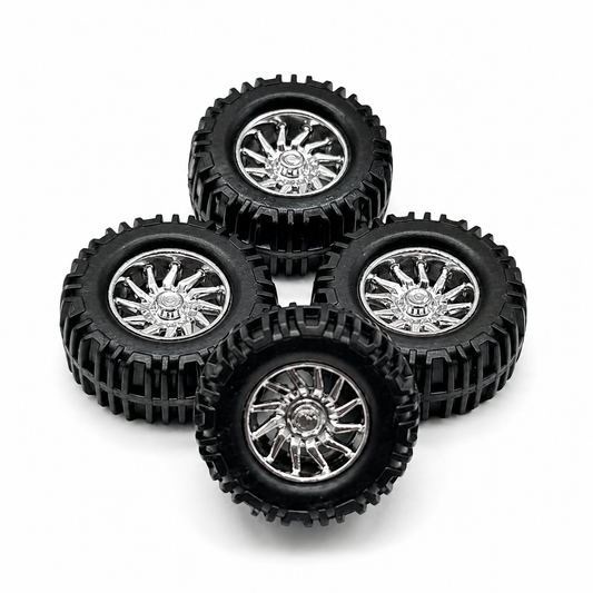 17mm Chrome Directional “Mud Warrior” Fuel Rep. off-road Wheels With Universal Lift Kits Bundle