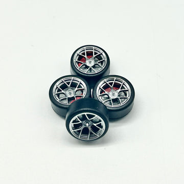 11mm Chrome/Red GT3 Bearing Wheels. (Spinner)