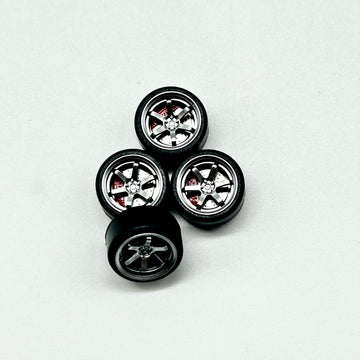 11mm Chrome/Red TE37 Style Alloy Bearing Wheels (Spinner)