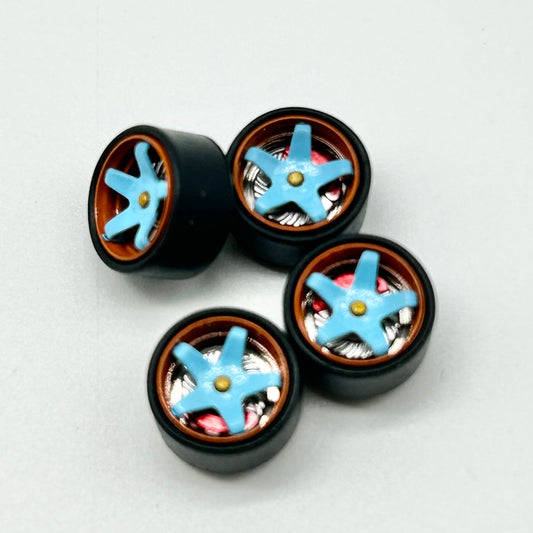 9.5mm Orange Lip 5 Spoke Alloy Bearing Wheels ( Spinners)