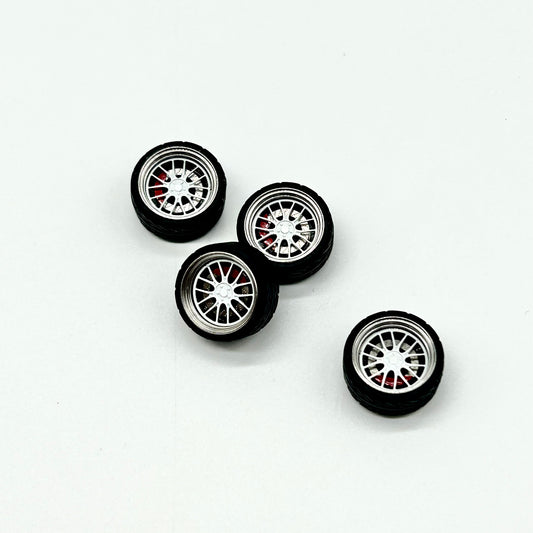 10.5mm White Mach w Chrome Lip Simmons Style Alloy Bearing Wheel. (Spinner)
