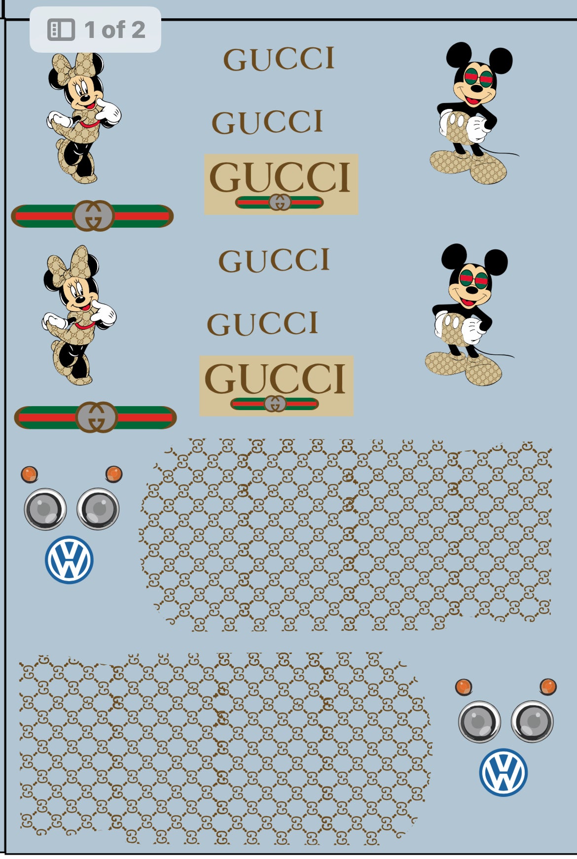 Custom Fashion Gucci / Disney Waterslide Decal for Kool Kombi