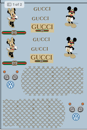 Custom Fashion Gucci / Disney Waterslide Decal for Kool Kombi