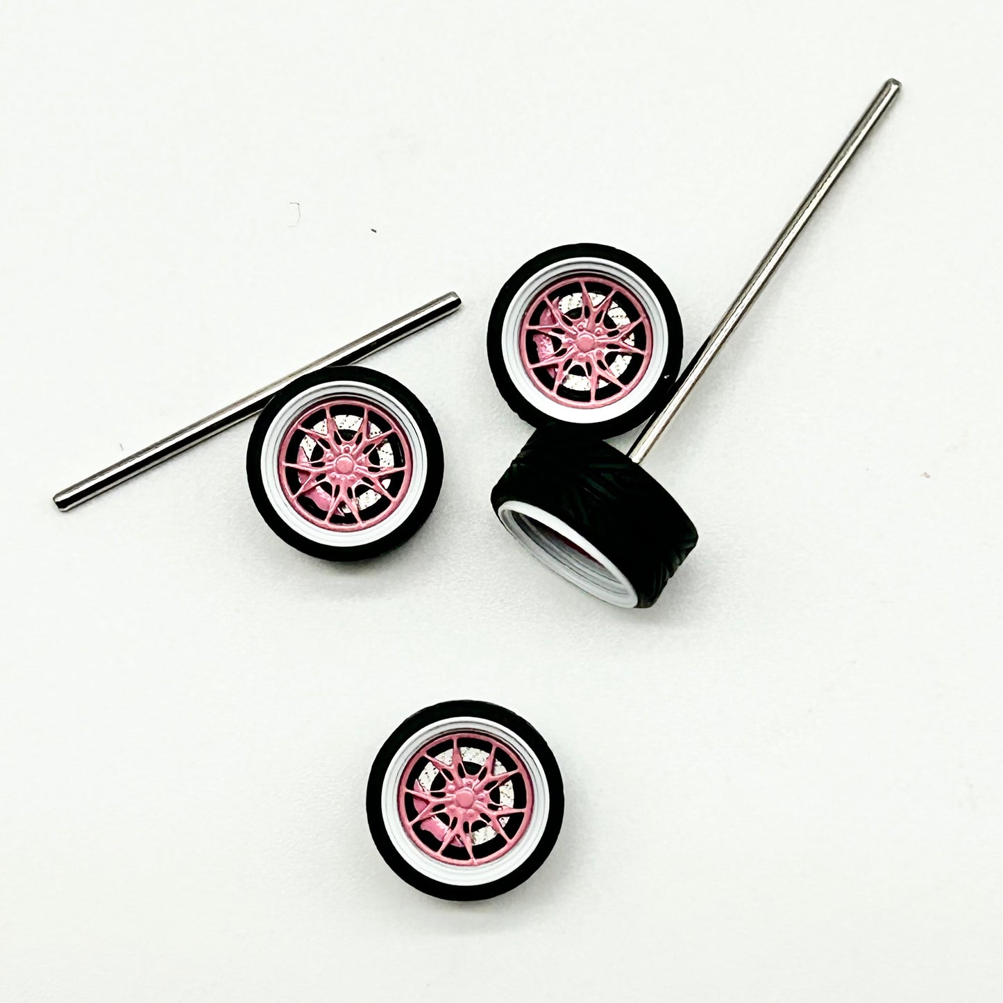 NEW- 10mm Pink & White “Sakura” Bearing Alloy Wheels (Spinners) – ACCuston