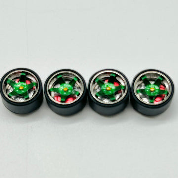 9.5mm Alpine & Red Alloy Bearing Wheels ( Spinners)