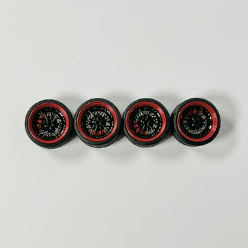 NEW- 10mm Black/Red Mesh “Red Venom” Alloy Bearing Wheels. (Spinners)