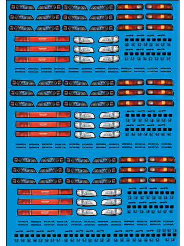 Honda Civic EF & Integra Headlights and Taillights Waterslide Decal For 1:64 Scale