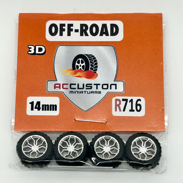 R716- 14mm Chrome Off-Road Spyder Specialty Wheels With Rubber Tires.