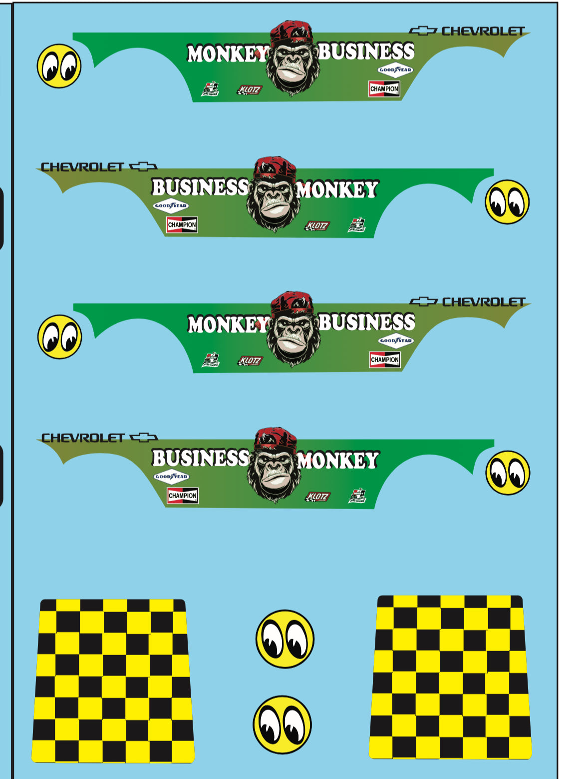 55’ Chevy Gasser Mooneyes Waterslide Decal For 1:64 Scale