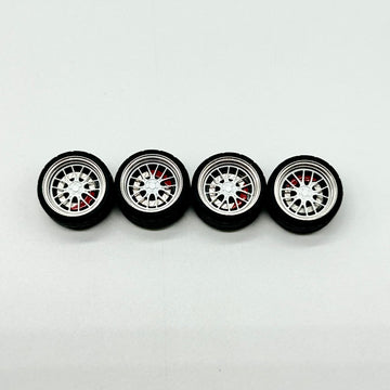 10.5mm White Mach w Chrome Lip Simmons Style Alloy Bearing Wheel. (Spinner)