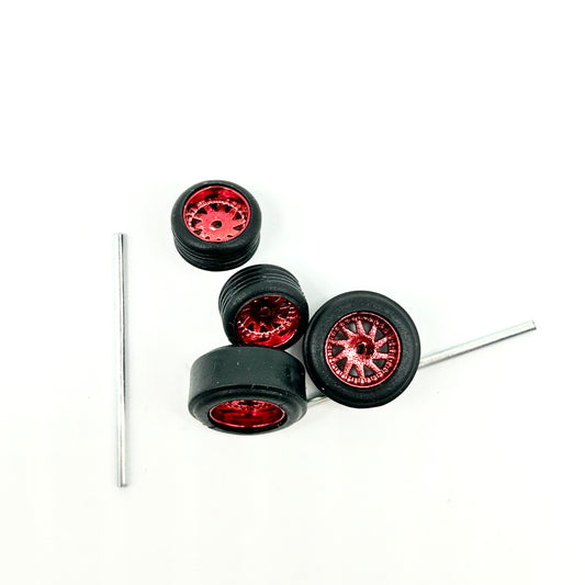1033- Red Metallic “Rucci” Style Gasser Wheels