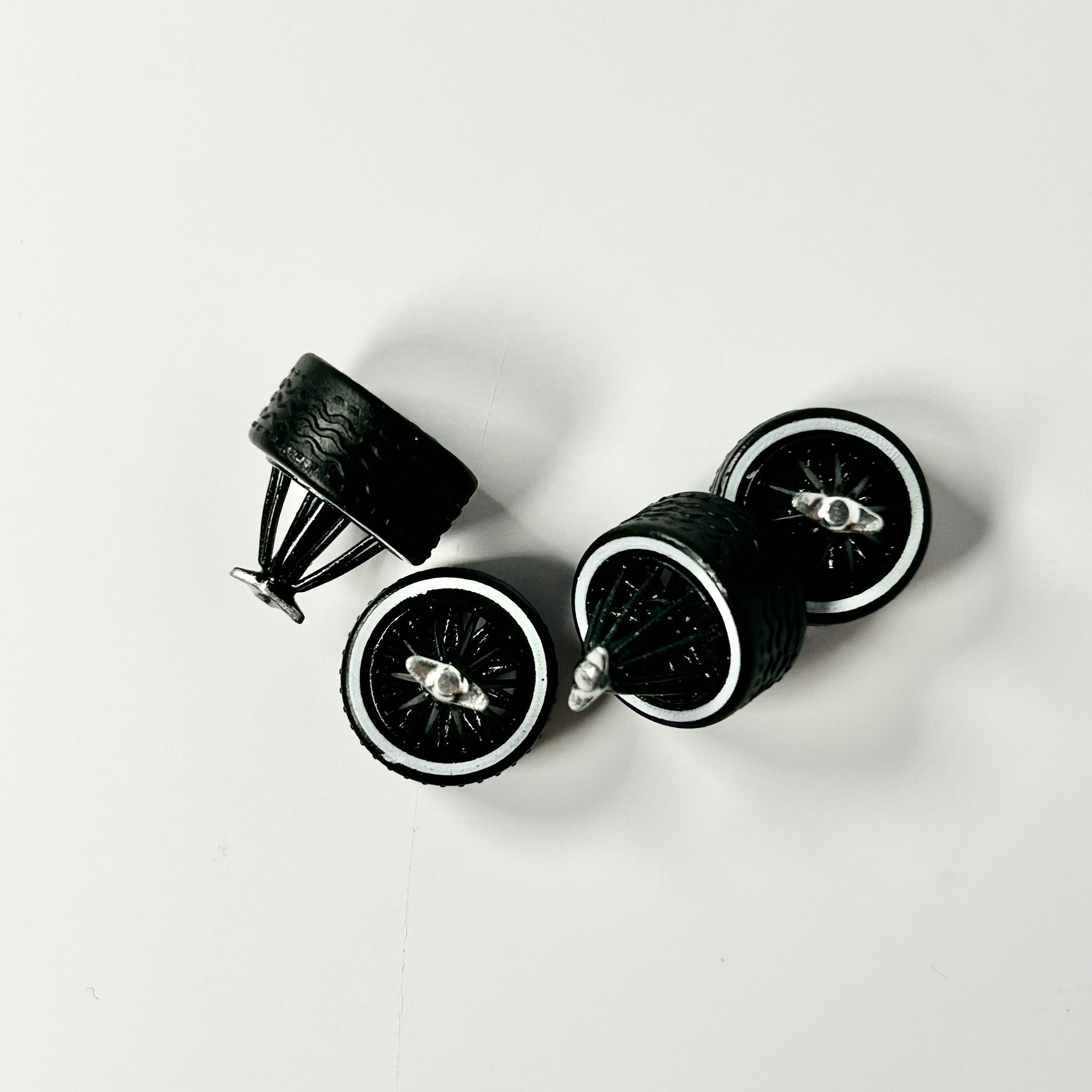 NEW- Black Techy Houston Slabs With Chrome Knockoff Wheels