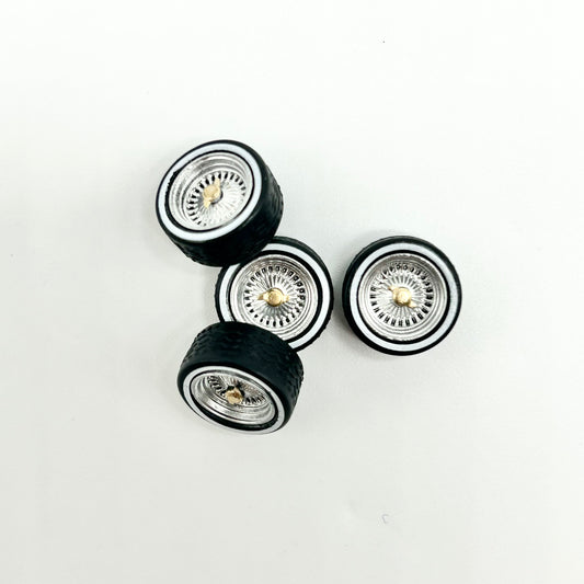 12mm Chrome 25 Spokes Low Low with Gold Knock-Off and Rubber Tires