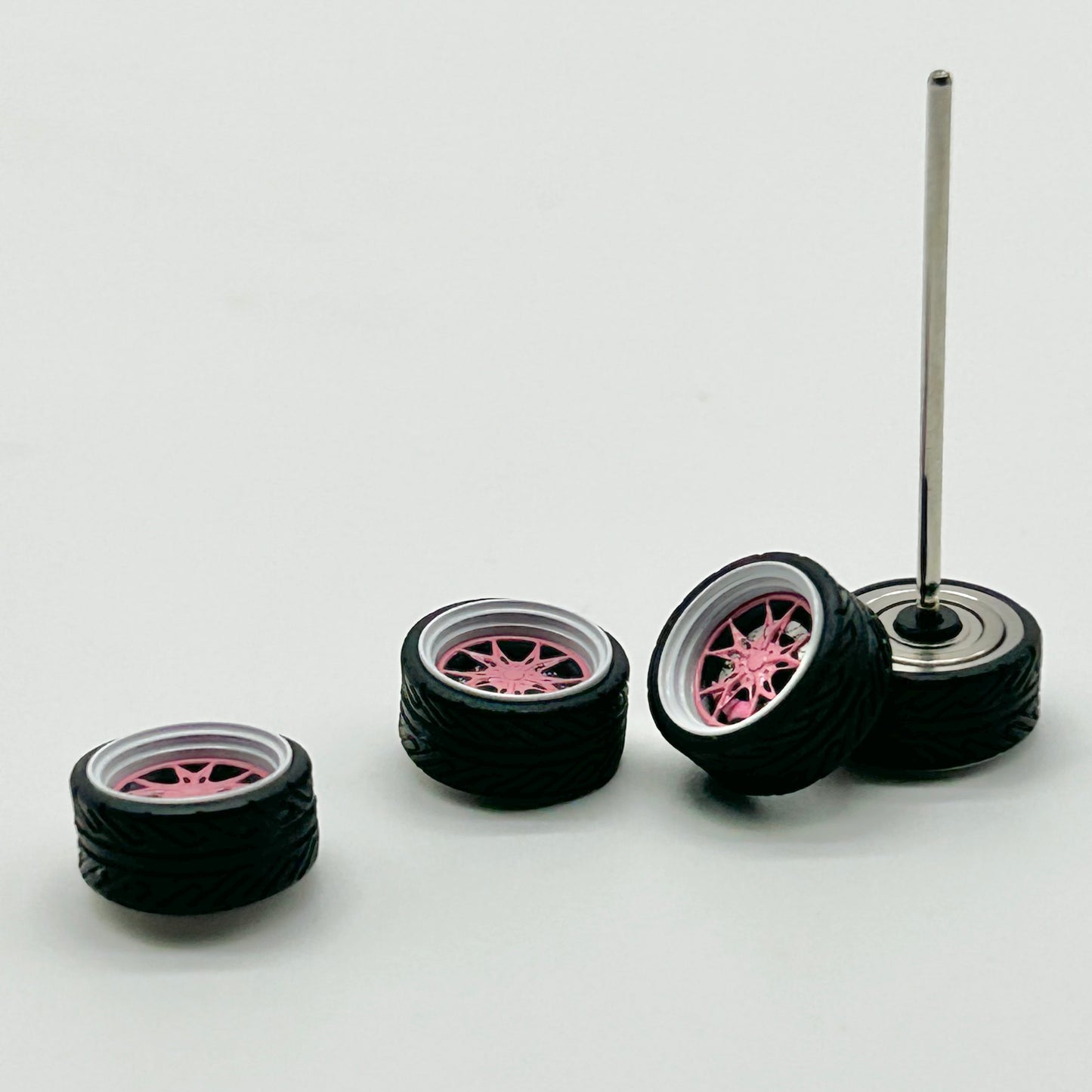 NEW- 10mm Pink & White “Sakura” Bearing Alloy Wheels (Spinners) – ACCuston