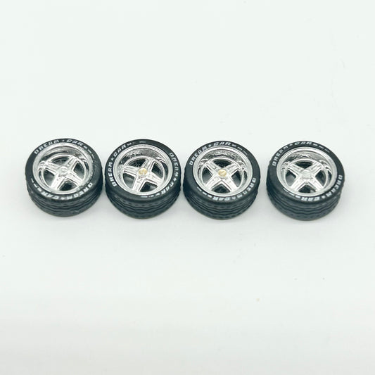 10mm Chrome Cross Spokes JDM with Rubber Tires Wheels