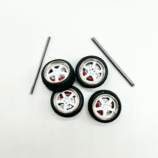 11mm 5 Spokes “Lambo” Alloy Bearing Wheels w/ Red Caliper (Spinners)